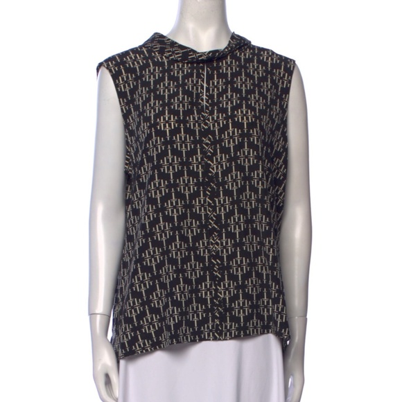 Tory Burch Tops - Tory Burch Silk Sleeveless Blouse Logo Print